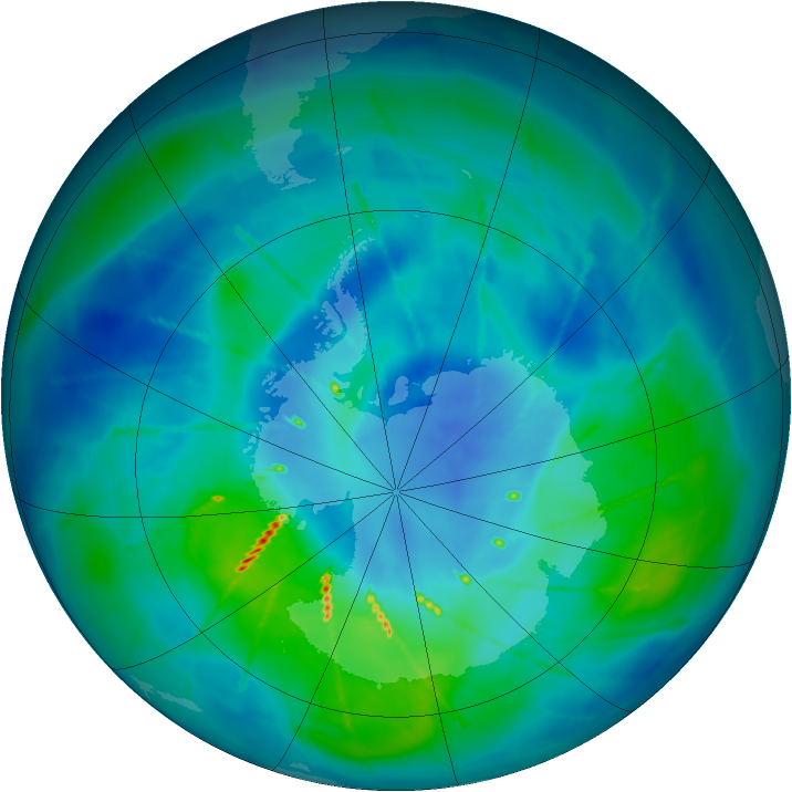 Antarctic ozone map for 19 March 2010